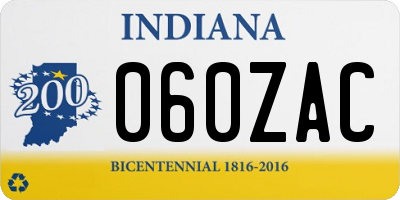 IN license plate 060ZAC