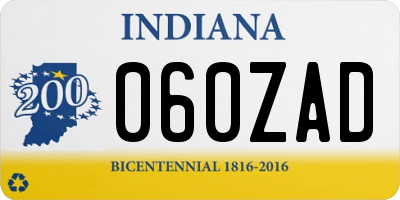 IN license plate 060ZAD