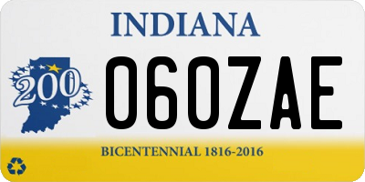 IN license plate 060ZAE
