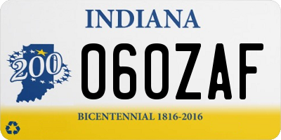 IN license plate 060ZAF