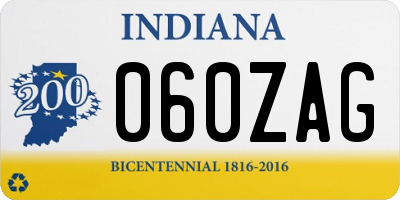 IN license plate 060ZAG