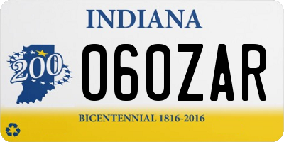 IN license plate 060ZAR