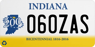 IN license plate 060ZAS
