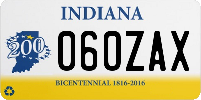 IN license plate 060ZAX