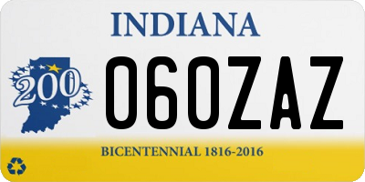 IN license plate 060ZAZ