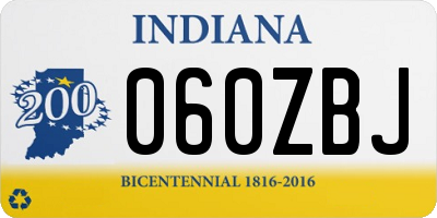IN license plate 060ZBJ