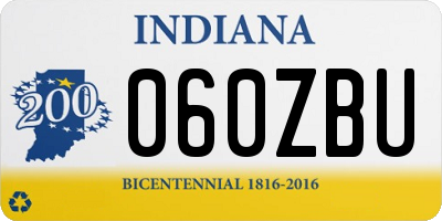 IN license plate 060ZBU