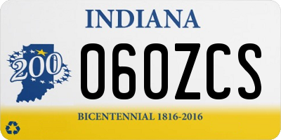 IN license plate 060ZCS