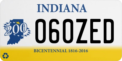 IN license plate 060ZED