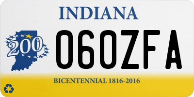 IN license plate 060ZFA