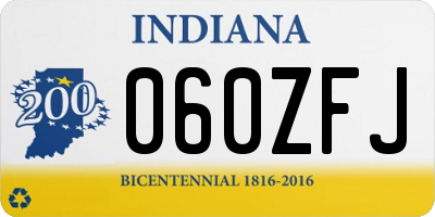 IN license plate 060ZFJ