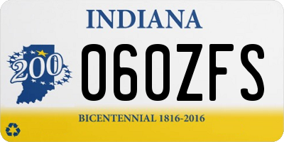 IN license plate 060ZFS