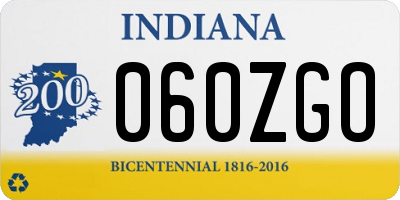 IN license plate 060ZGO