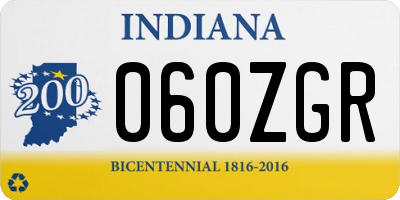 IN license plate 060ZGR