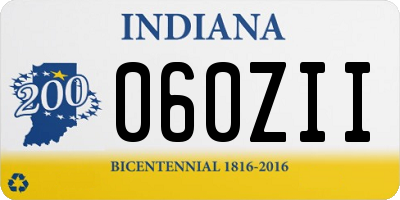IN license plate 060ZII