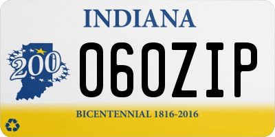 IN license plate 060ZIP