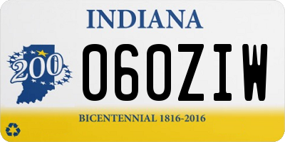 IN license plate 060ZIW