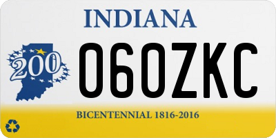 IN license plate 060ZKC