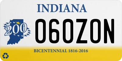IN license plate 060ZON