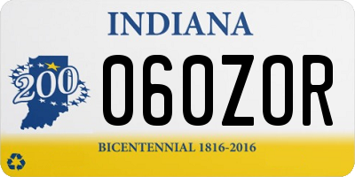 IN license plate 060ZOR