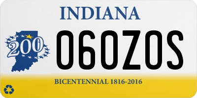 IN license plate 060ZOS