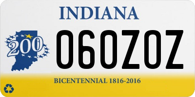 IN license plate 060ZOZ