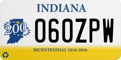 IN license plate 060ZPW