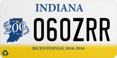 IN license plate 060ZRR