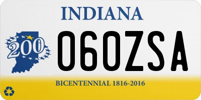 IN license plate 060ZSA