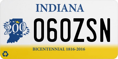 IN license plate 060ZSN