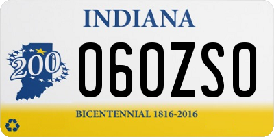 IN license plate 060ZSO