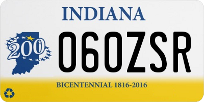 IN license plate 060ZSR