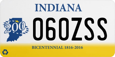 IN license plate 060ZSS