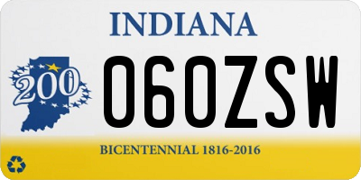 IN license plate 060ZSW