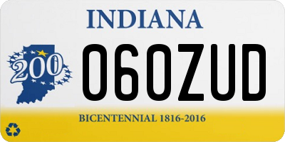 IN license plate 060ZUD