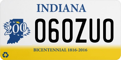 IN license plate 060ZUO