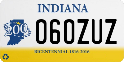 IN license plate 060ZUZ