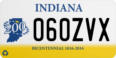 IN license plate 060ZVX