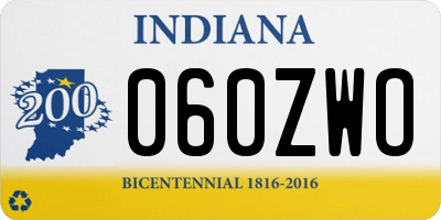 IN license plate 060ZWO