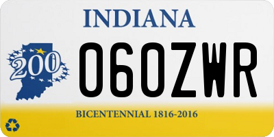 IN license plate 060ZWR