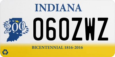 IN license plate 060ZWZ