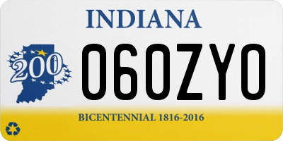 IN license plate 060ZYO