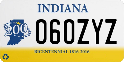IN license plate 060ZYZ