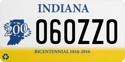 IN license plate 060ZZO