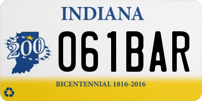 IN license plate 061BAR