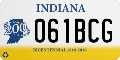 IN license plate 061BCG