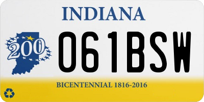IN license plate 061BSW