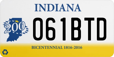 IN license plate 061BTD
