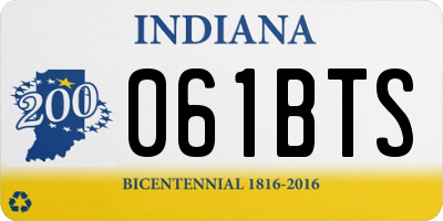 IN license plate 061BTS