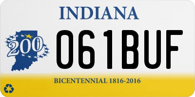 IN license plate 061BUF